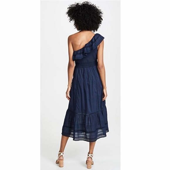 NWT Velvet By Graham Scott Blue One Shoulder Midi Dress - Picture 3 of 13